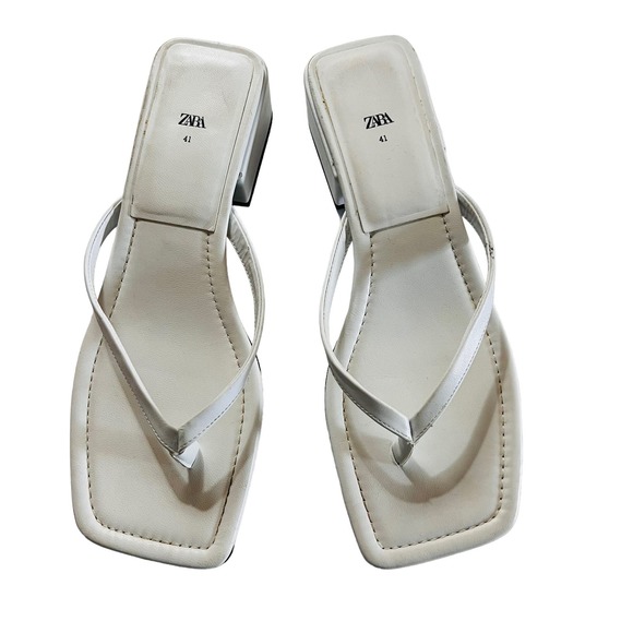 Zara Cream Block Heel Sandals - Picture 2 of 5